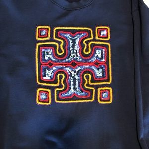 Tory Burch French Terry Sweatshirt in Navy with Embellished Monogram 💙🎁